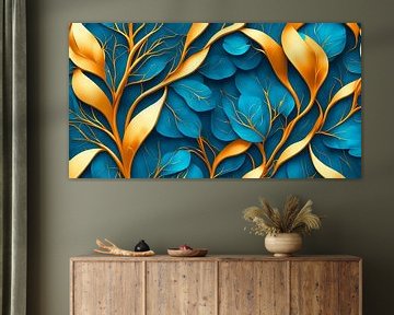 Goud met blauwe bladeren van Mustafa Kurnaz