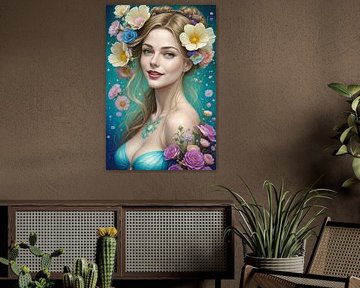 Femme avec des fleurs