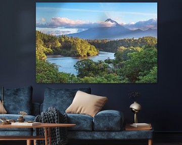 New Zealand Mount Taranaki at Lake Mangamahoe by Jean Claude Castor