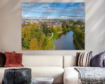 Vue aérienne de la ville de Zwolle lors d'une belle journée d'automne sur Sjoerd van der Wal Photographie
