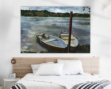 Bateaux sur la rive d'un lac norvégien sur MFO_Art