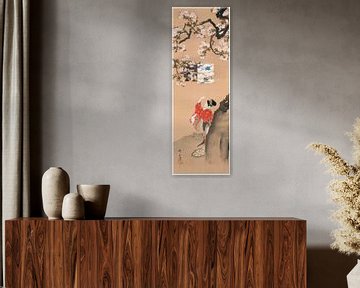 Kawanabe Kyōsai - Benzaiten kijkt naar kersenbloesems van Peter Balan