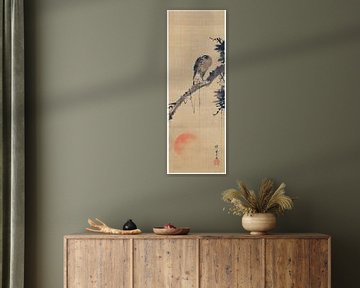 Kawanabe Kyōsai - Falcon on a Pine Branch and the Rising Sun by Peter Balan