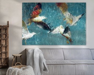 Dancing seagulls in the sky by Studio Mirabelle