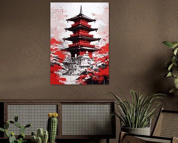Japanse schilderkunst Ukiyo van Qreative