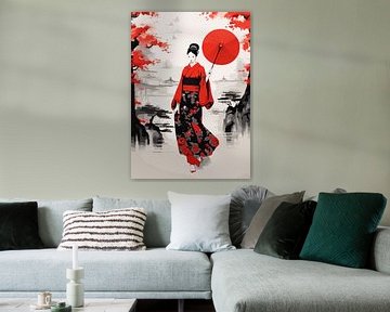 Japanse schilderkunst Ukiyo van Qreative