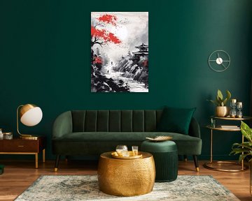 Japanse schilderkunst Ukiyo van Qreative