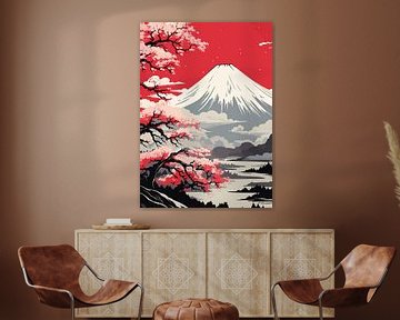 Abstracte Japanse Ukiyo-schilderij van Qreative