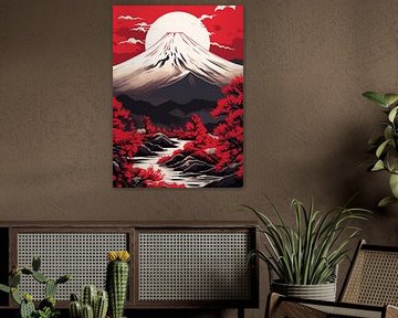 Abstracte Japanse Ukiyo-schilderij van Qreative