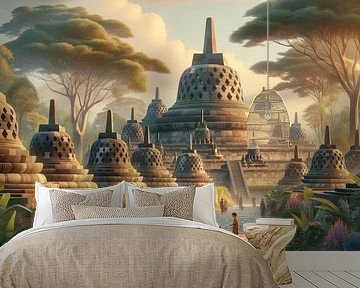 Dageraad bij de Borobudur van Jeroen Kleiberg