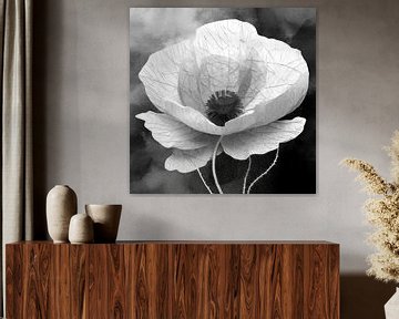 Mohn in Schwarz und Weiß von Pieternel Fotografie en Digitale kunst