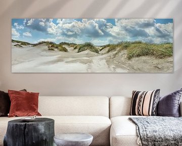 dune in panorama of Dutch coast by eric van der eijk