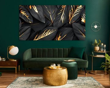 Zwarte bladeren met gouden rand van Mustafa Kurnaz
