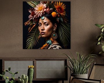 Bloeiende Schoonheid: Indiaanse vrouw van Mellow Art