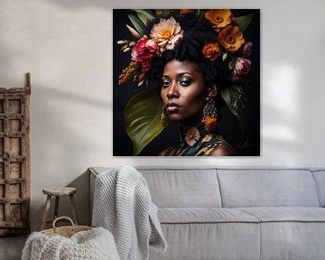 Blühende Schönheit: Afrikanische Frau von Mellow Art