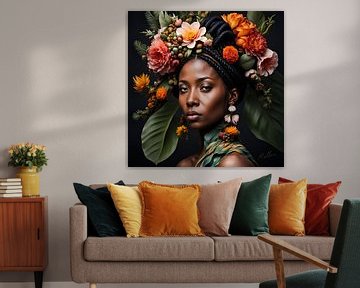 Bloeiende schoonheid: Afro-Amerikaanse vrouw van Mellow Art