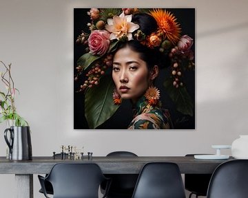 Bloeiende Schoonheid: Aziatische vrouw van Mellow Art