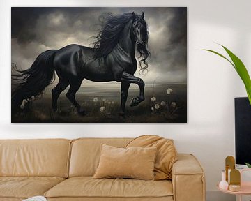 Zwart paard lange manen van Ellen Reografie