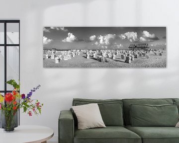 Strand van Sankt Peter Ording aan de Noordzee in zwart-wit van Manfred Voss, Schwarz-weiss Fotografie