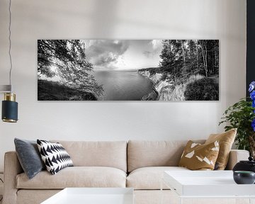 Kreidefelsen auf der Insel Rügen zum Sonnenaufgang in schwarzweiß von Manfred Voss, Schwarz-weiss Fotografie