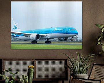 Atterrissage du Boeing 787 Dreamliner de KLM à l'aéroport de Schiphol sur Sjoerd van der Wal Photographie