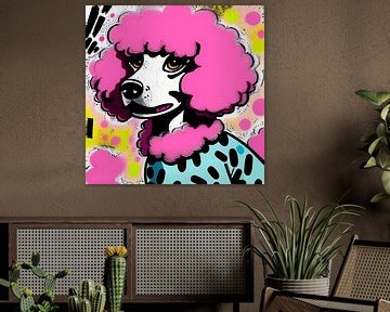 Pink Poodle Club 7 - graffiti portrait chien sur The Art Kroep