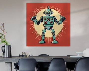 Vintage robot science fiction poster style by Art Bizarre