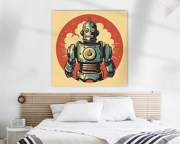 Vintage robot science fiction poster style by Art Bizarre