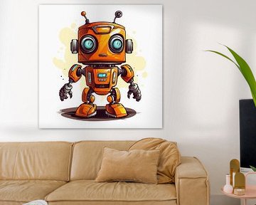 Vintage robot science fiction poster style by Art Bizarre