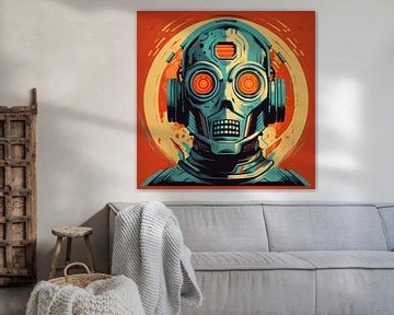 Vintage robot science fiction poster style by Art Bizarre