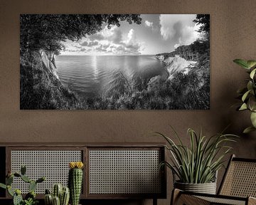 Roches de craie sur l'île de Rügen en noir et blanc sur Manfred Voss, Schwarz-weiss Fotografie