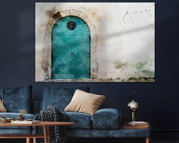 Poeder kamer deur - Fortaleza de Sagres, Algarve, Portugal - Aquarel stijl van Western Exposure