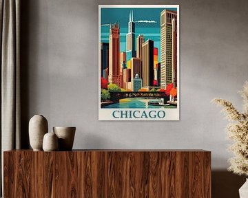 Travel Poster Chicago, USA by Peter Balan