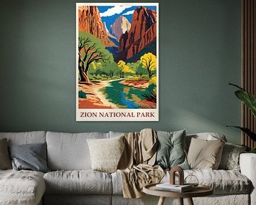 Travel Poster Zion National Park, USA by Peter Balan