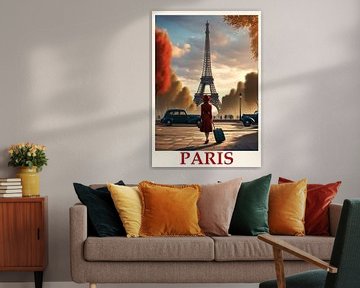 Travel Poster Eiffel Tower, Paris, France by Peter Balan