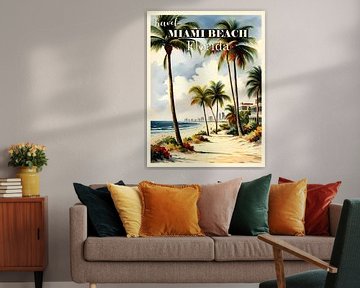 Reisposter Miami Beach, Florida, Verenigde Staten van Peter Balan