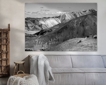 L'immensité du Landmannalaugar en noir et blanc sur Gerry van Roosmalen