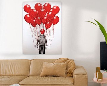 Karmozijnrode Ballon Waterval van Art Lovers