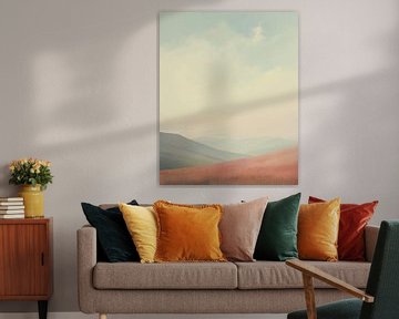 Modern abstract landschap in pastelkleuren van Studio Allee