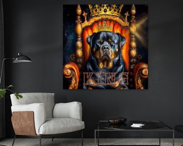 Königlicher Rottweiler-Thron: Das Majestätische Kunstwerk für Rottweiler-Liebhaber