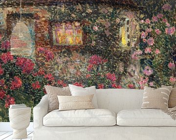 Outdoor house among roses, Henri Le Sidaner