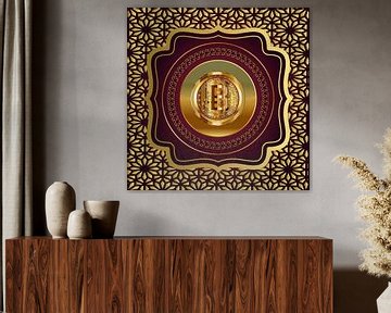 Cryptogramme doré : impression unique sur toile carrée