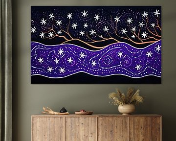 Rivière abstraite Peinture aborigène sur Virgil Quinn - Decorative Arts