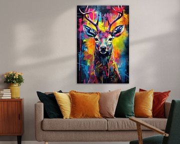 Cerf néon coloré sur ARTemberaubend