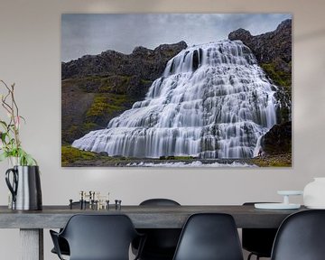 Dynjandi waterfall with person, Iceland by Adelheid Smitt