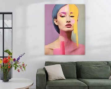 Modern abstract portrait in bright colours by Carla Van Iersel