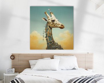 Giraffe met steiger van Hans-Jürgen Flaswinkel