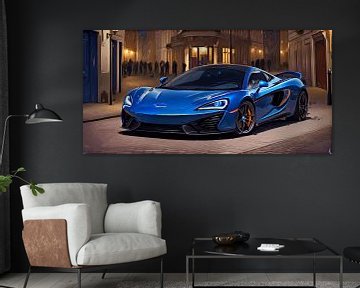 Blue McLaren Supersportscar In Art von DeVerviers