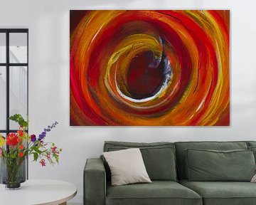 Kolkend rood - abstract schilderij van Qeimoy