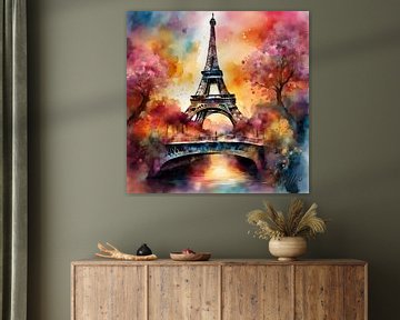 Eiffeldromen in bloemengefluister van Mellow Art